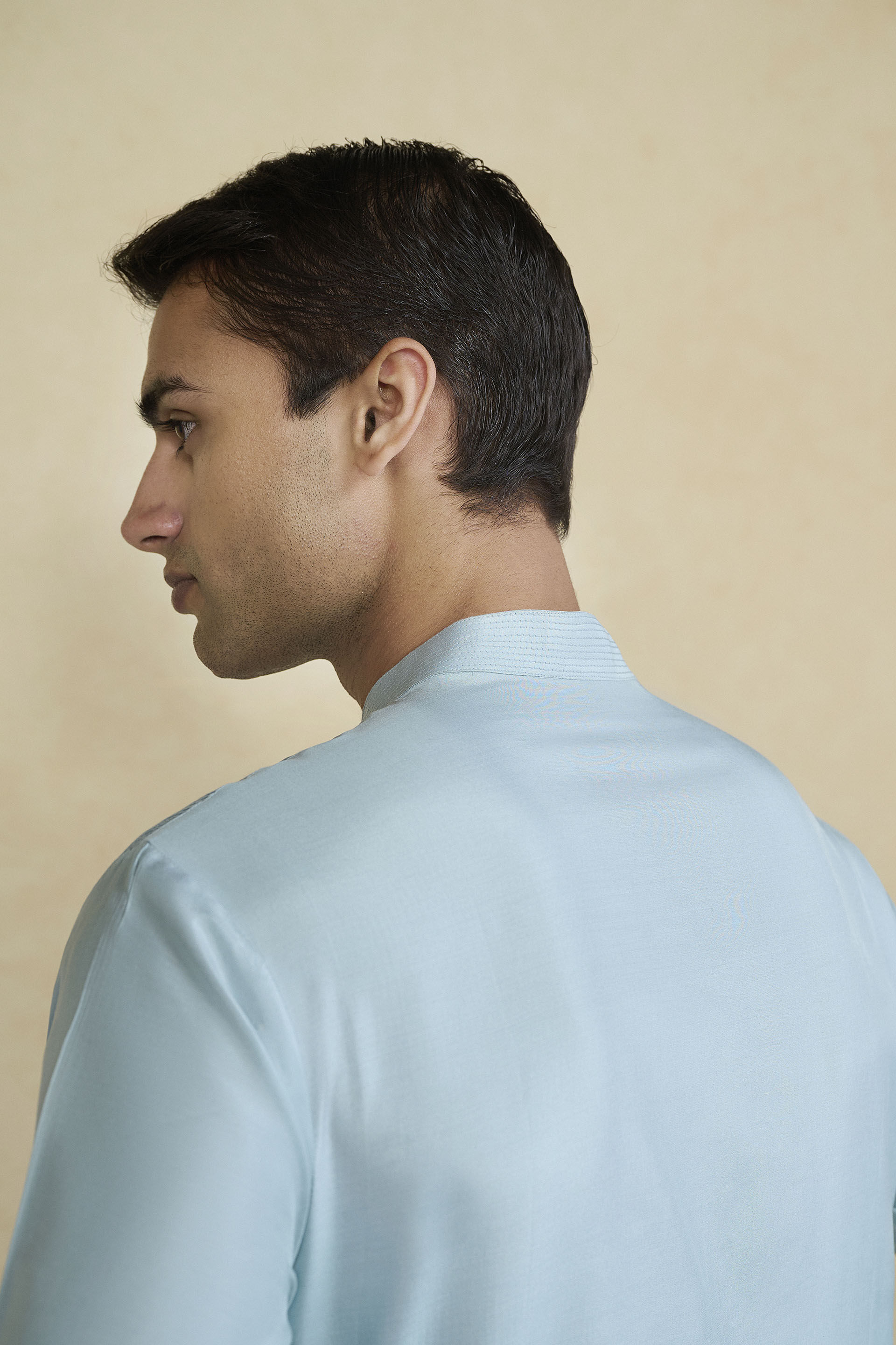 Samit Silk Kurta - Powder Blue, Powder Blue, image 5